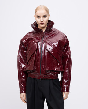 Magda Butrym Burgundy patent leather jacket with a harvester effect LEATHER08JACKET126425