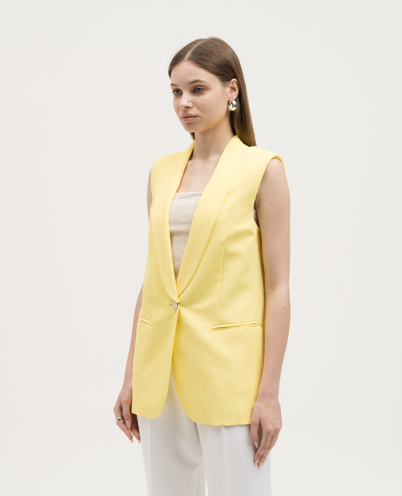 

Yellow vest with linen Twinset