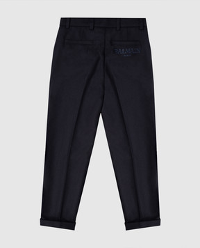 Balmain Children's blue wool trousers with lapels BX6P80I0283810