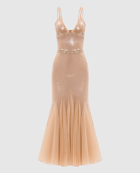 David Koma Beige midi dress with sequins PF25DK70D