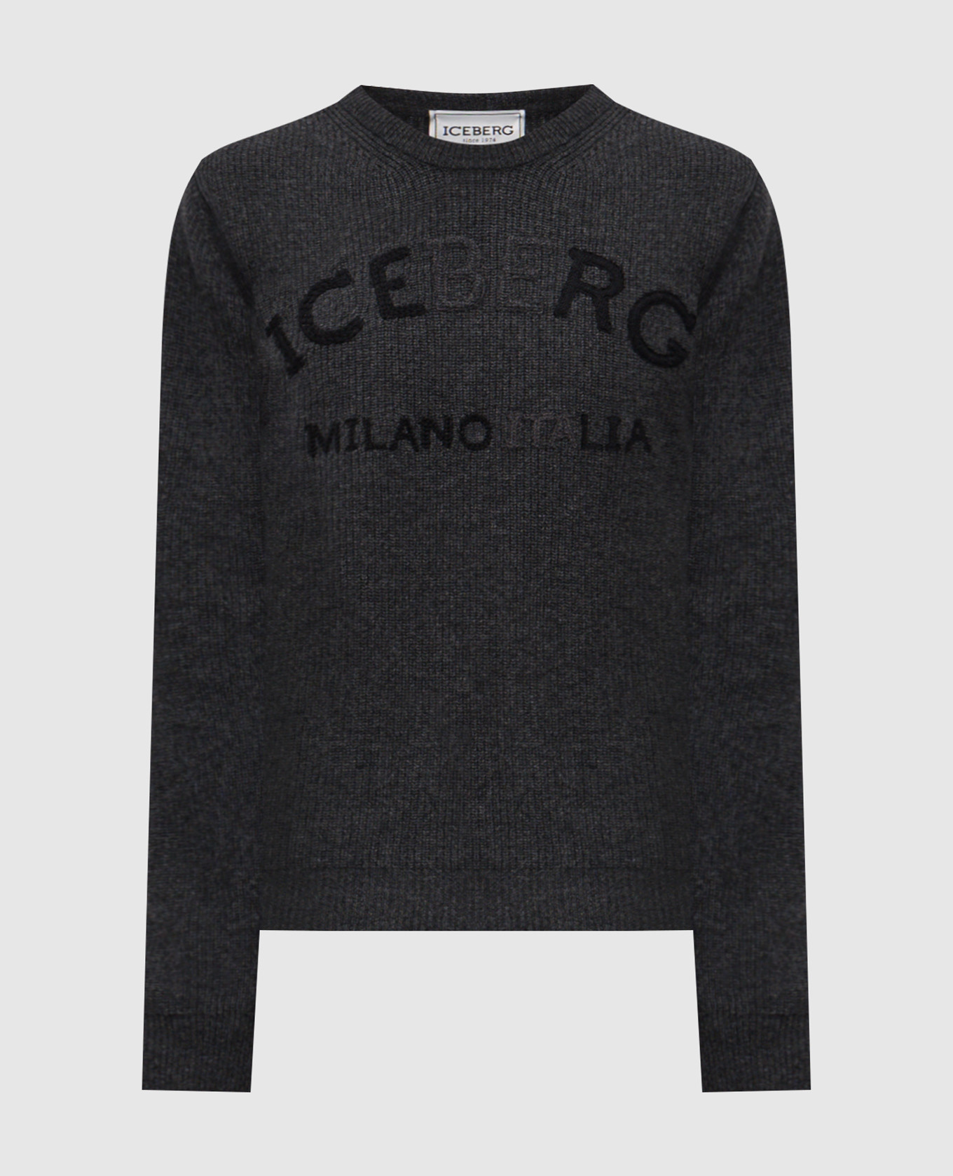 Grey wool sweater with logo embroidery Iceberg