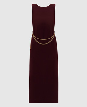 Twinset Burgundy midi dress with chain 252TP2300