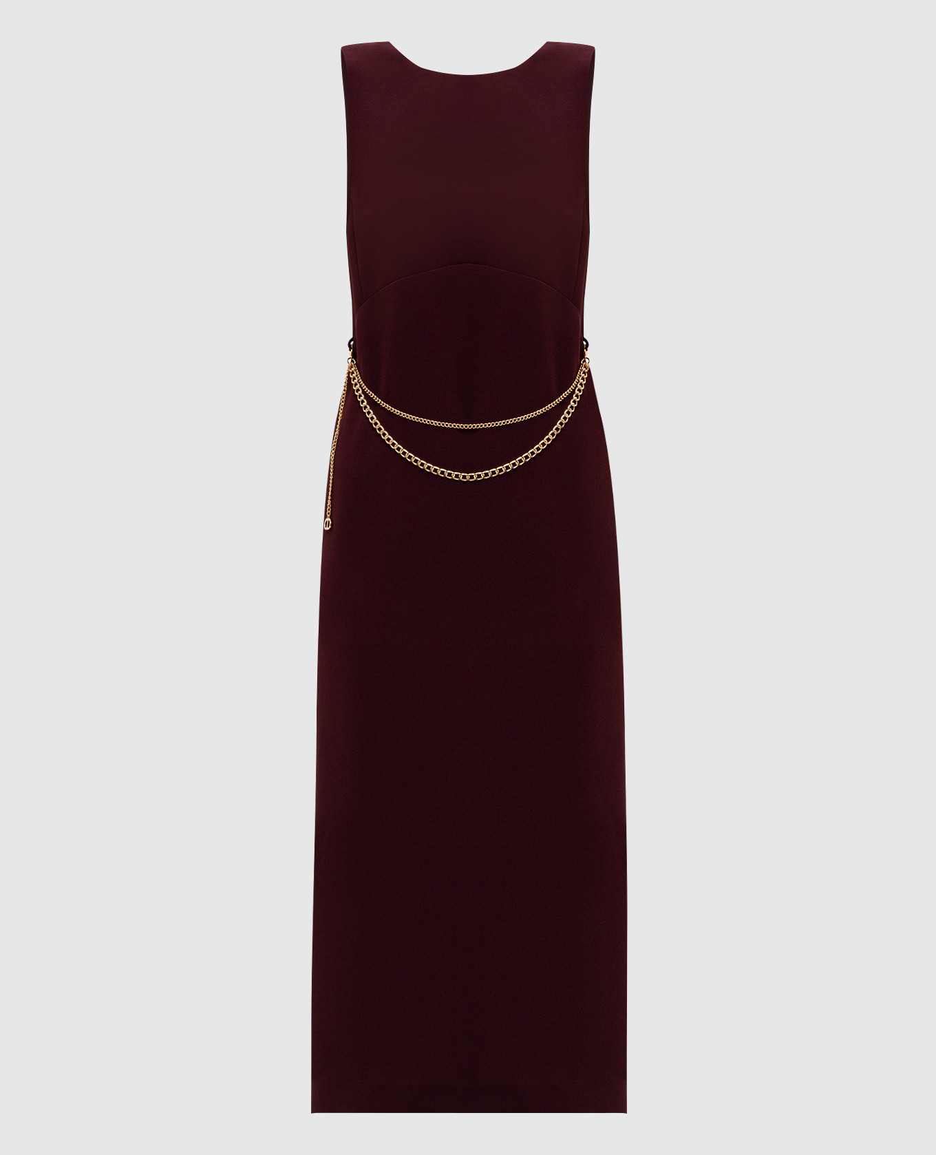 Burgundy midi dress with chain Twinset