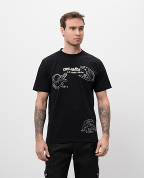 Off-White Black T-shirt with crystals OMAA027S25JER004