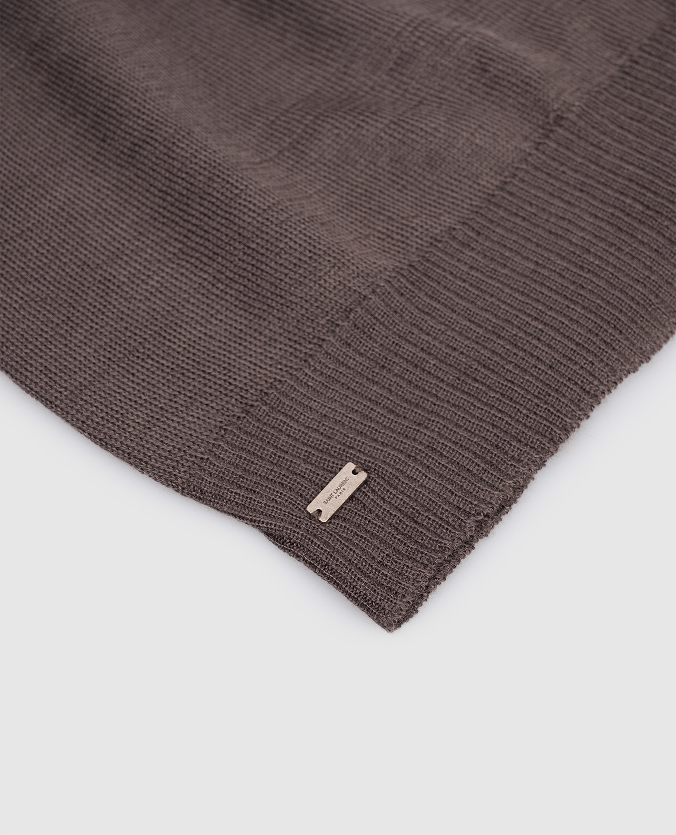 Grey cashmere hat with logo Saint Laurent 4