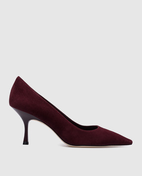 Stuart Weitzman NAOMI 75 maroon suede boat shoes SI418