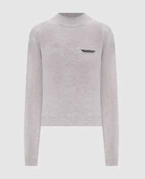 Brunello Cucinelli Gray cashmere jumper with monil chain M12212604P