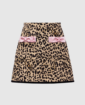 Valentino Beige wool and silk skirt with animal print 7B3RADP59F9