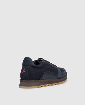 ISAIA Blue combination sneakers with emblem 93560RUNT07