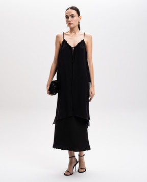 Materiel Black silk top with ribbons RE25N2182BLBK