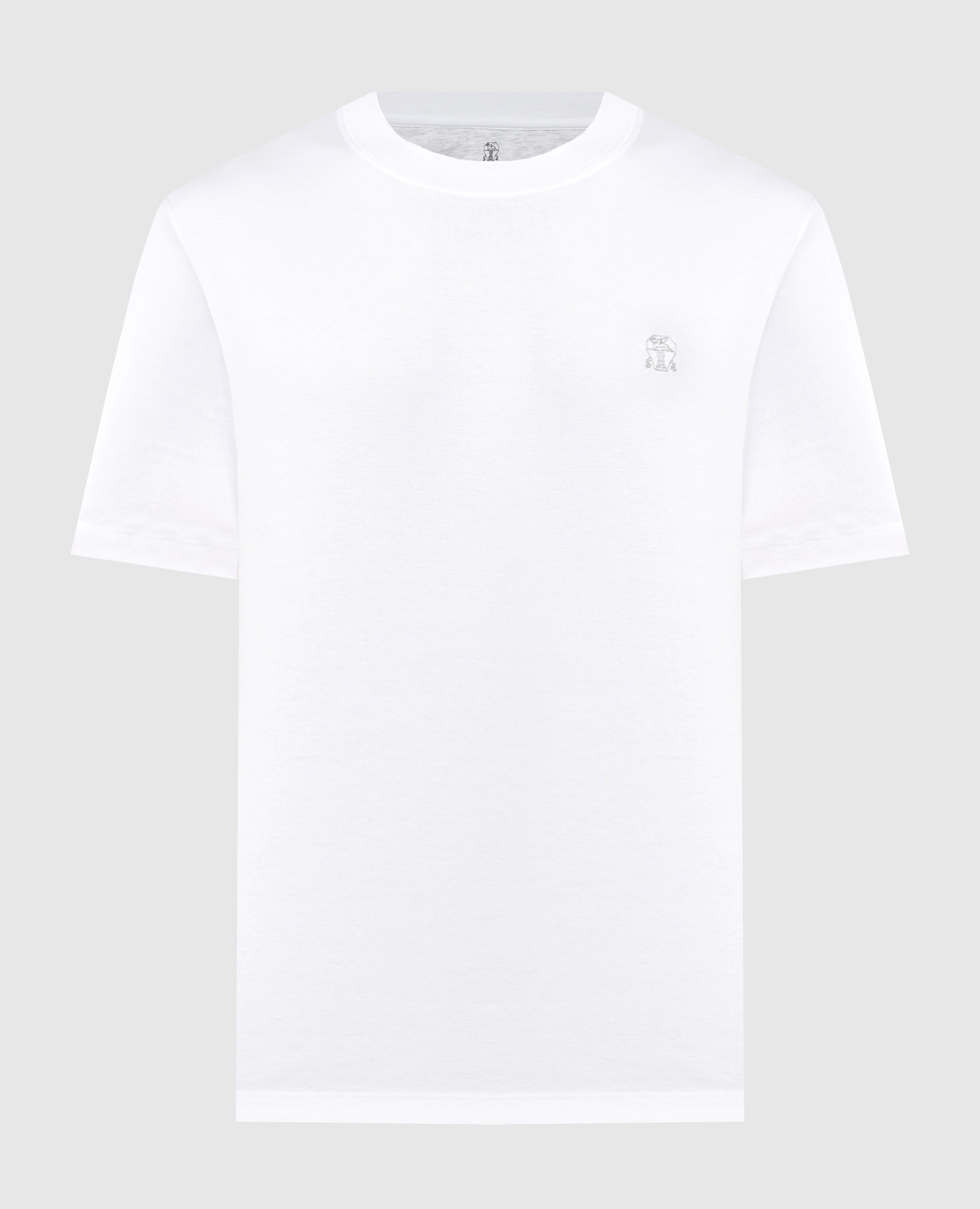 

White straight cut t-shirt with logo embroidery Brunello Cucinelli