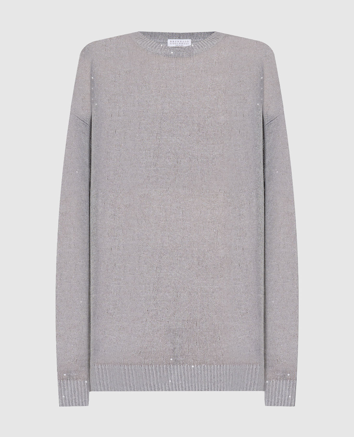 

Gray linen and silk jumper with sequins Brunello Cucinelli, Серый