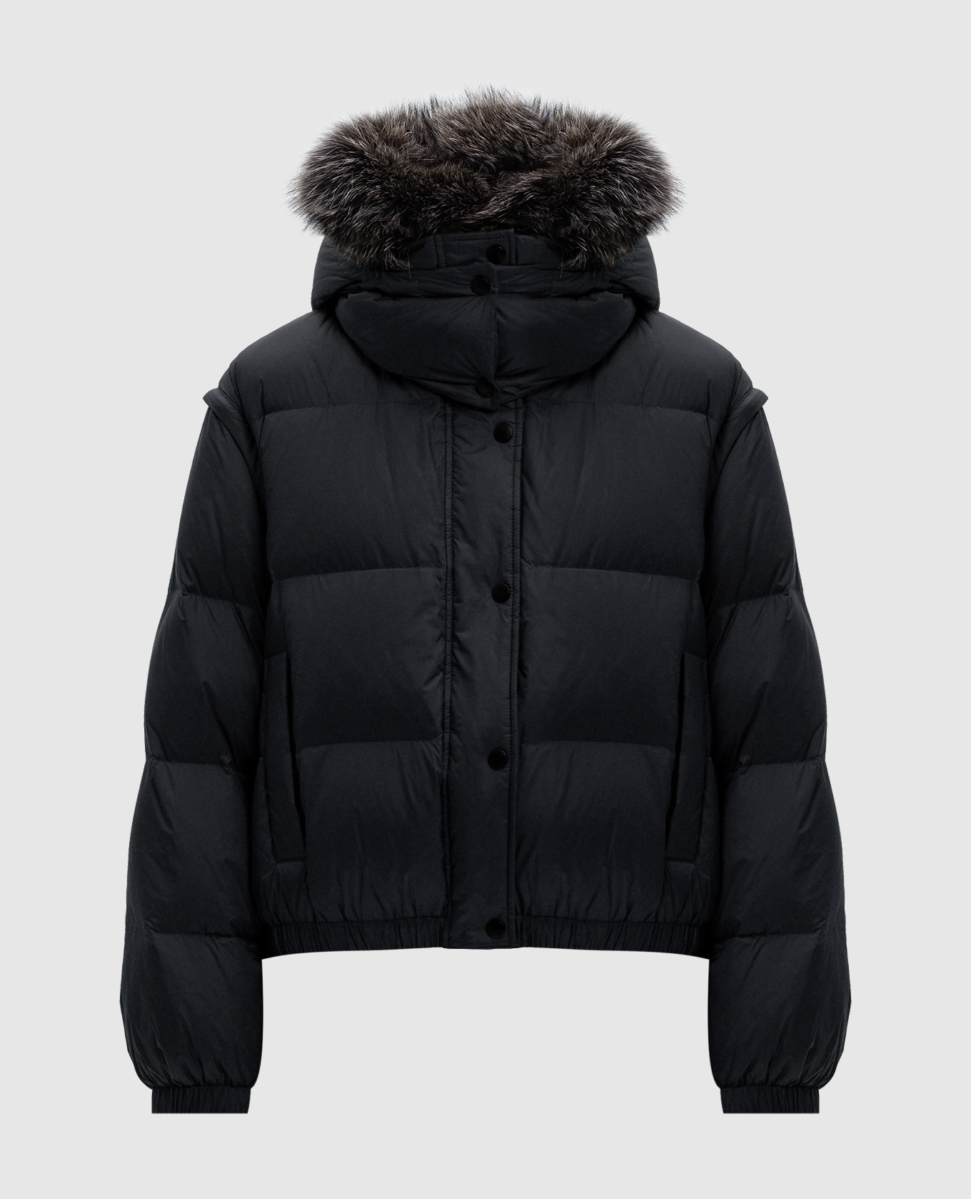 Black down jacket with fox fur yves salomon army