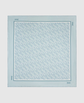 Herno Sciarpa di seta stampata blu FOULARD9015030