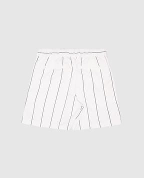 Brunello Cucinelli Children's white shorts in a stripe with a logo BB417902TC