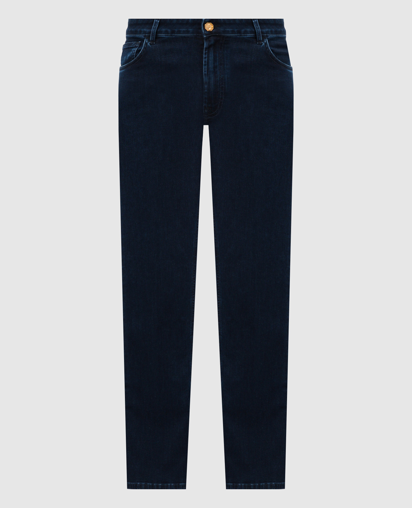 

Blue jeans with leather logo patch Stefano Ricci