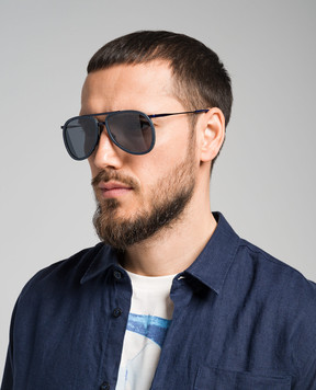 Vilebrequin Blue WOOD aviator sunglasses with logo V2NA6108