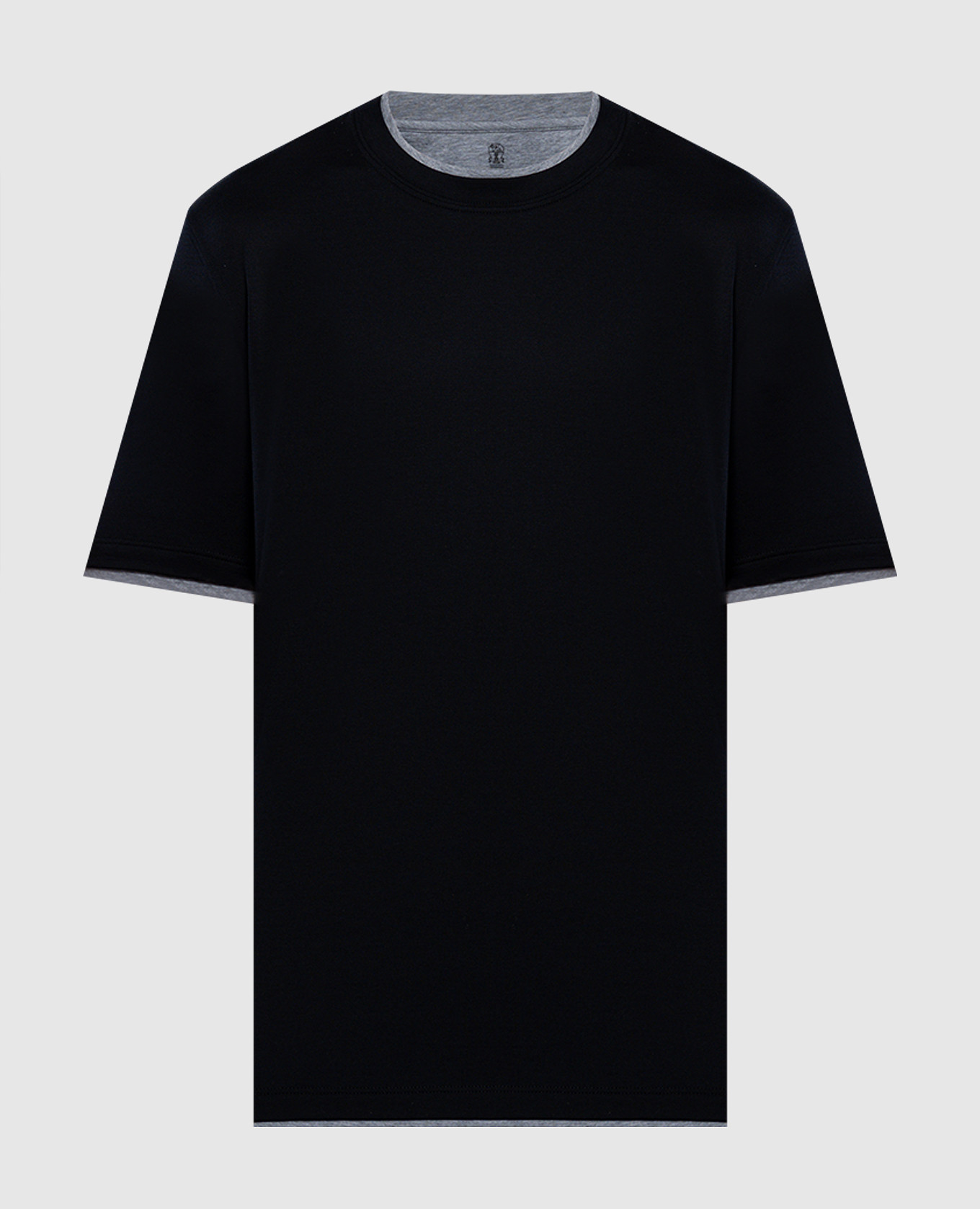

Blue t-shirt with layered silk Brunello Cucinelli