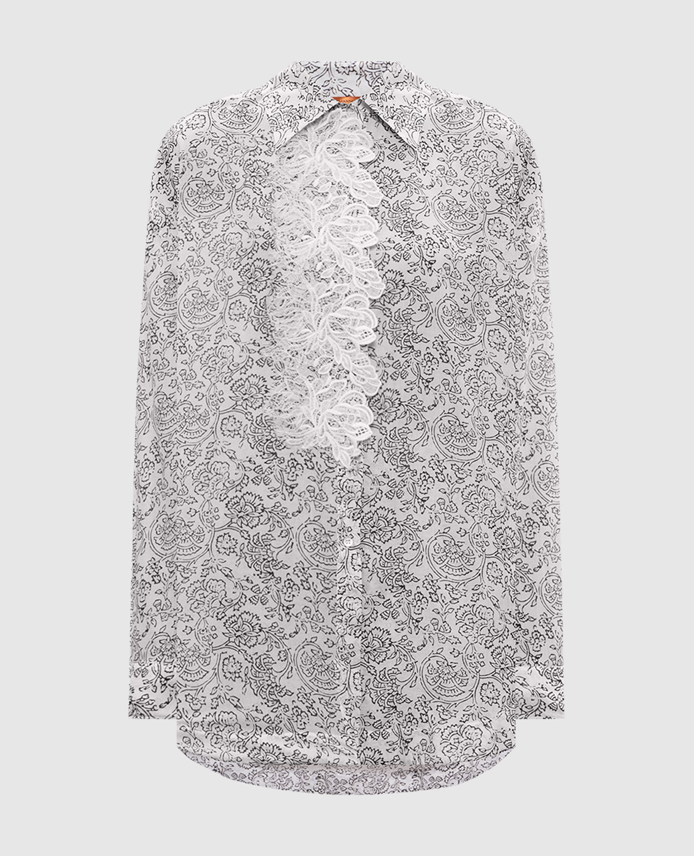 

White long blouse in floral print with lace Ermanno Scervino