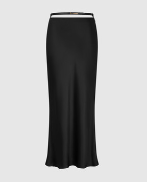 Tom Ford Black silk maxi skirt with belt GC5829FAX1664