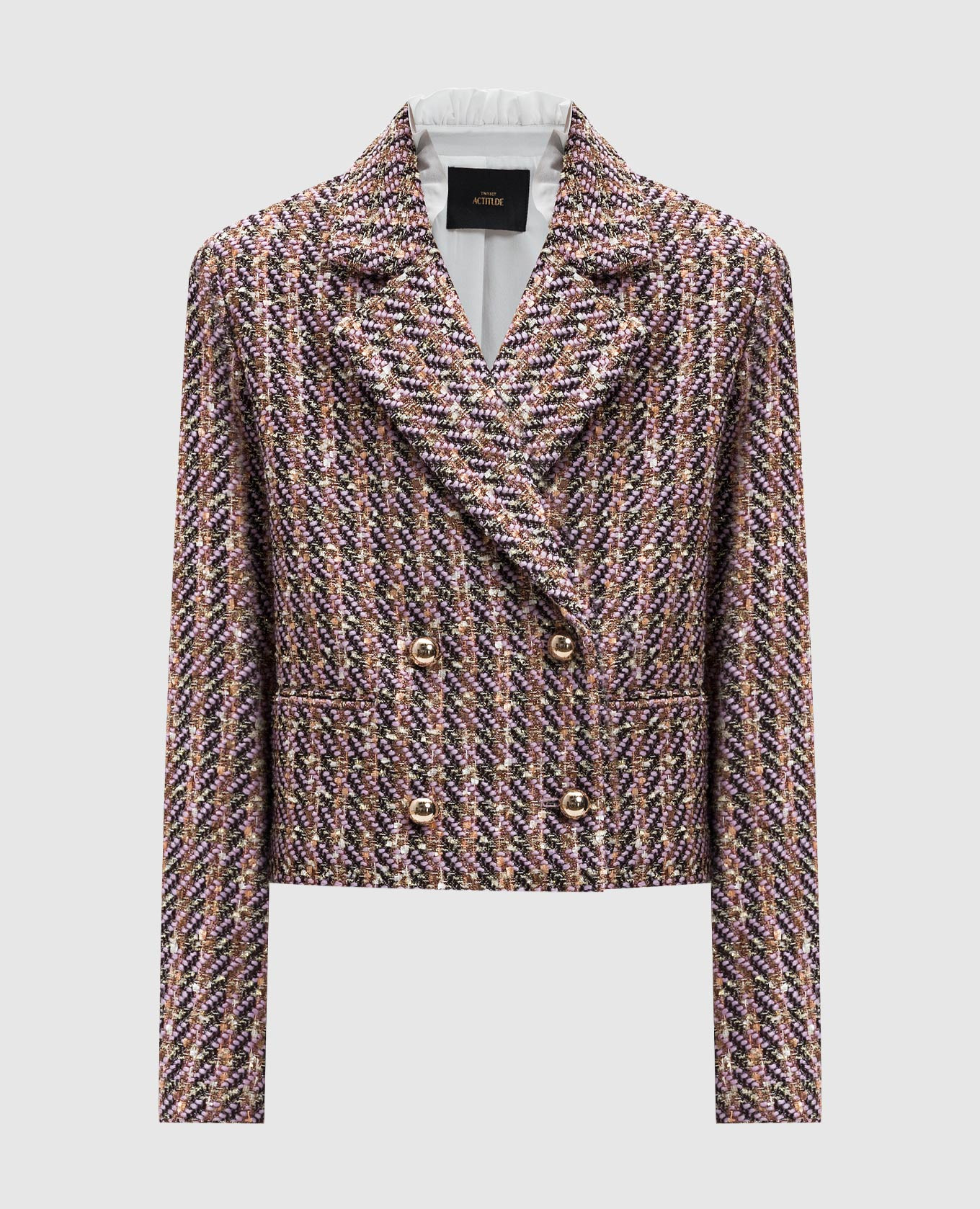 

Double-breasted tweed jacket with lurex Twinset Actitude, White