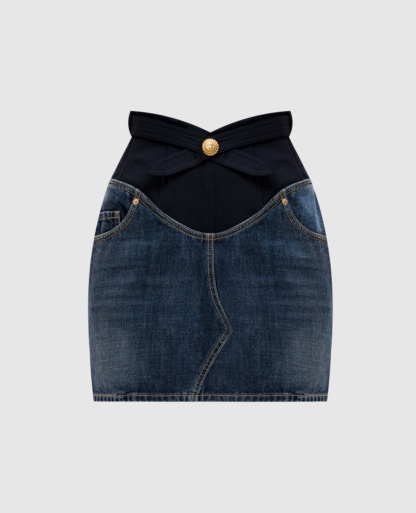 Blue wool mini skirt combination Balmain