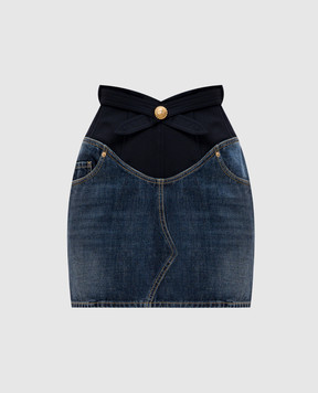 Balmain Blue wool mini skirt combination EF1LBA56DF25
