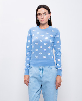 Dolce&Gabbana Blue DG wool and silk jumper FXJ34TJFMGS