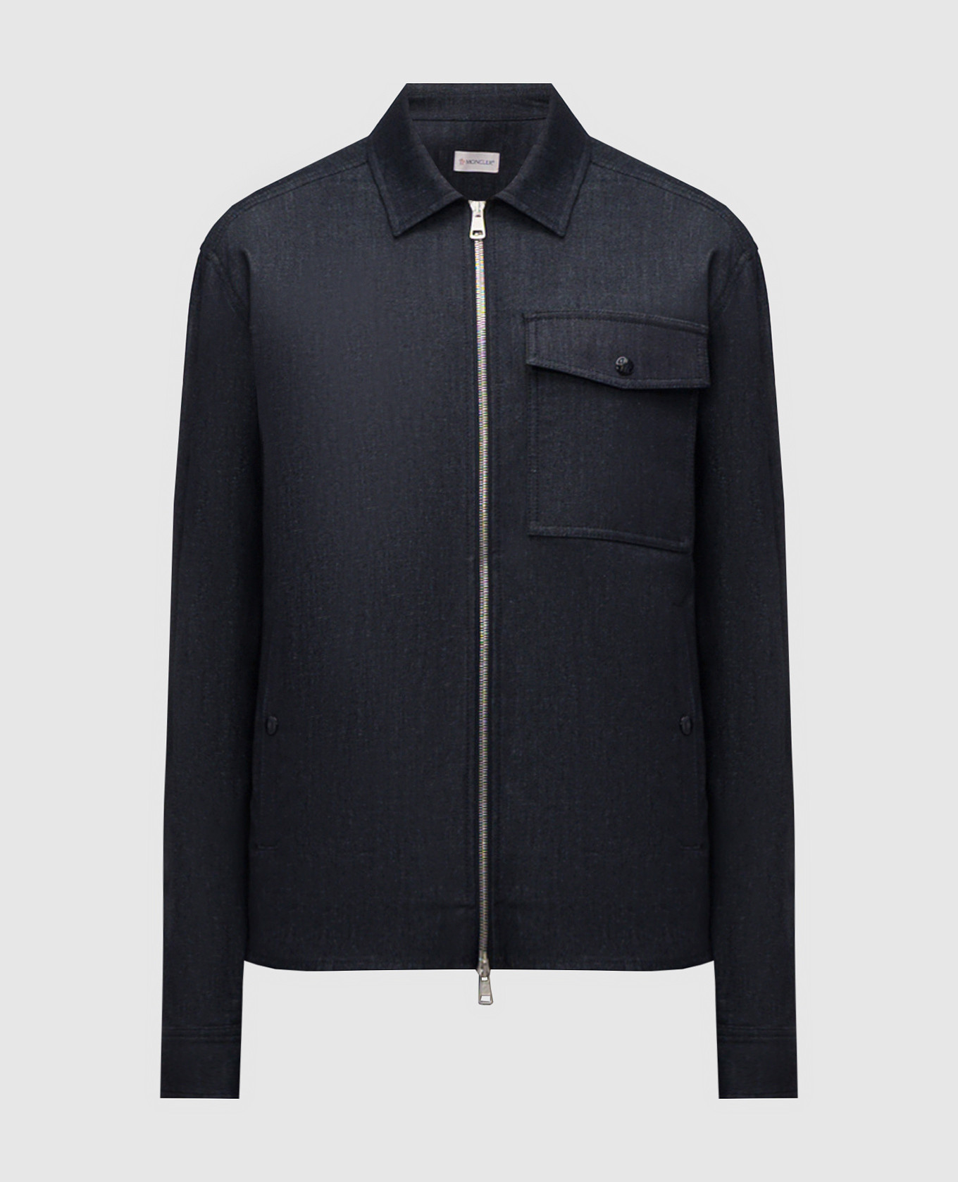 Blue denim shirt with logo patch Moncler