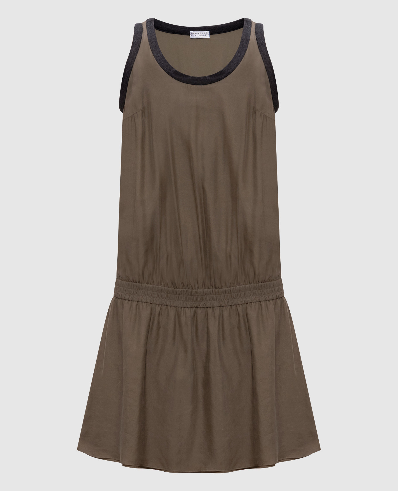 

Khaki silk mini dress Brunello Cucinelli