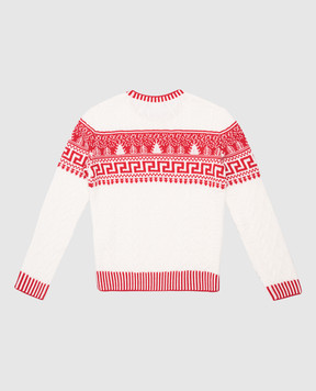 Versace Children's white jacquard Fair Isle wool sweater 10184491A13154