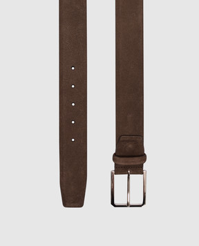Santoni Brown suede belt with logo CM40VS003C07EACD
