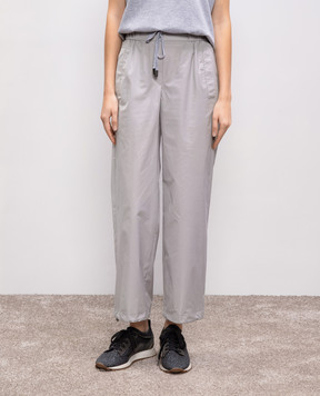 Peserico Gray pants with a monil chain P0402301919