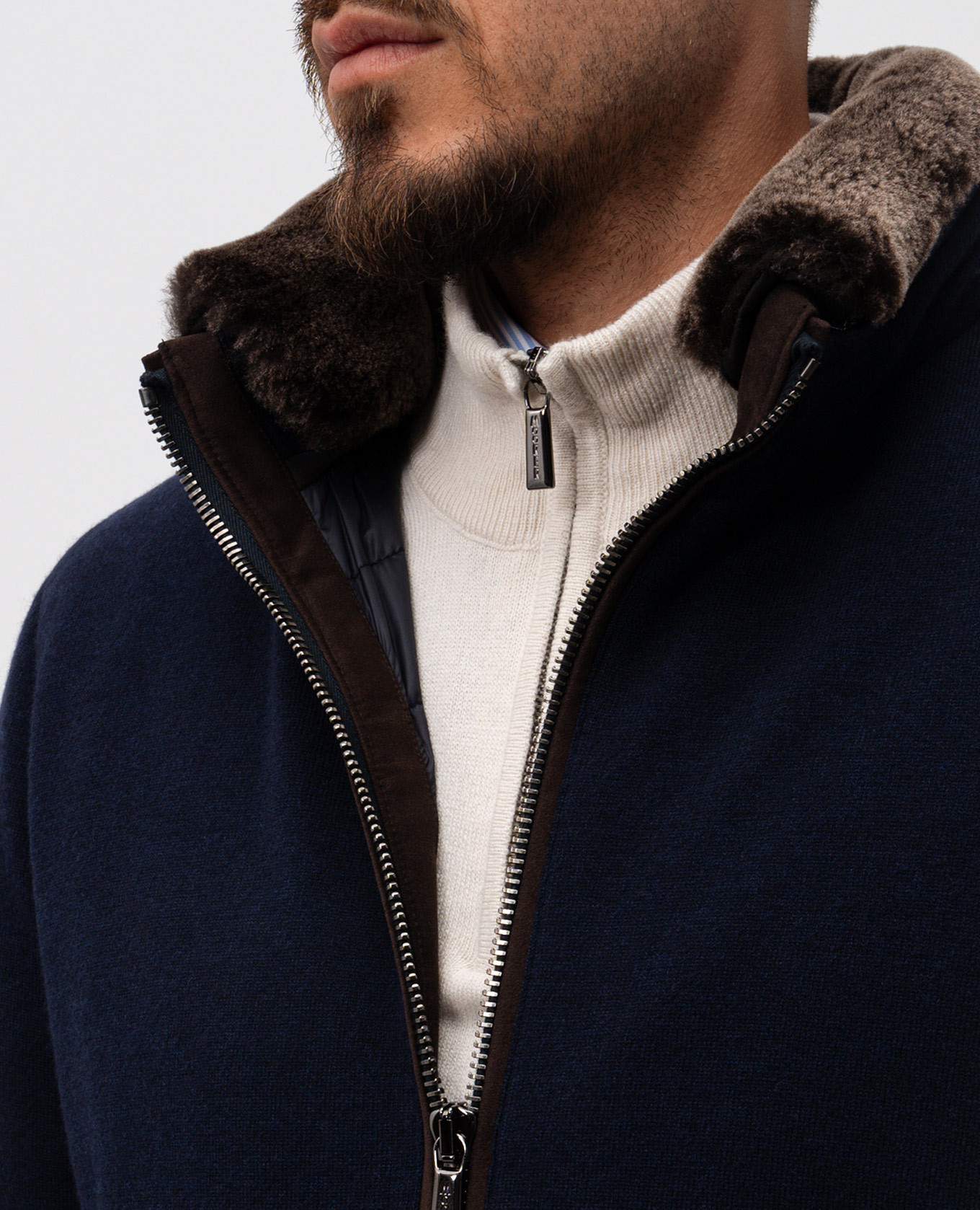 

BELLATI blue wool and cashmere down jacket MooRER