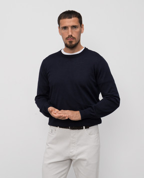 Brunello Cucinelli Blue wool and cashmere jumper M2400100