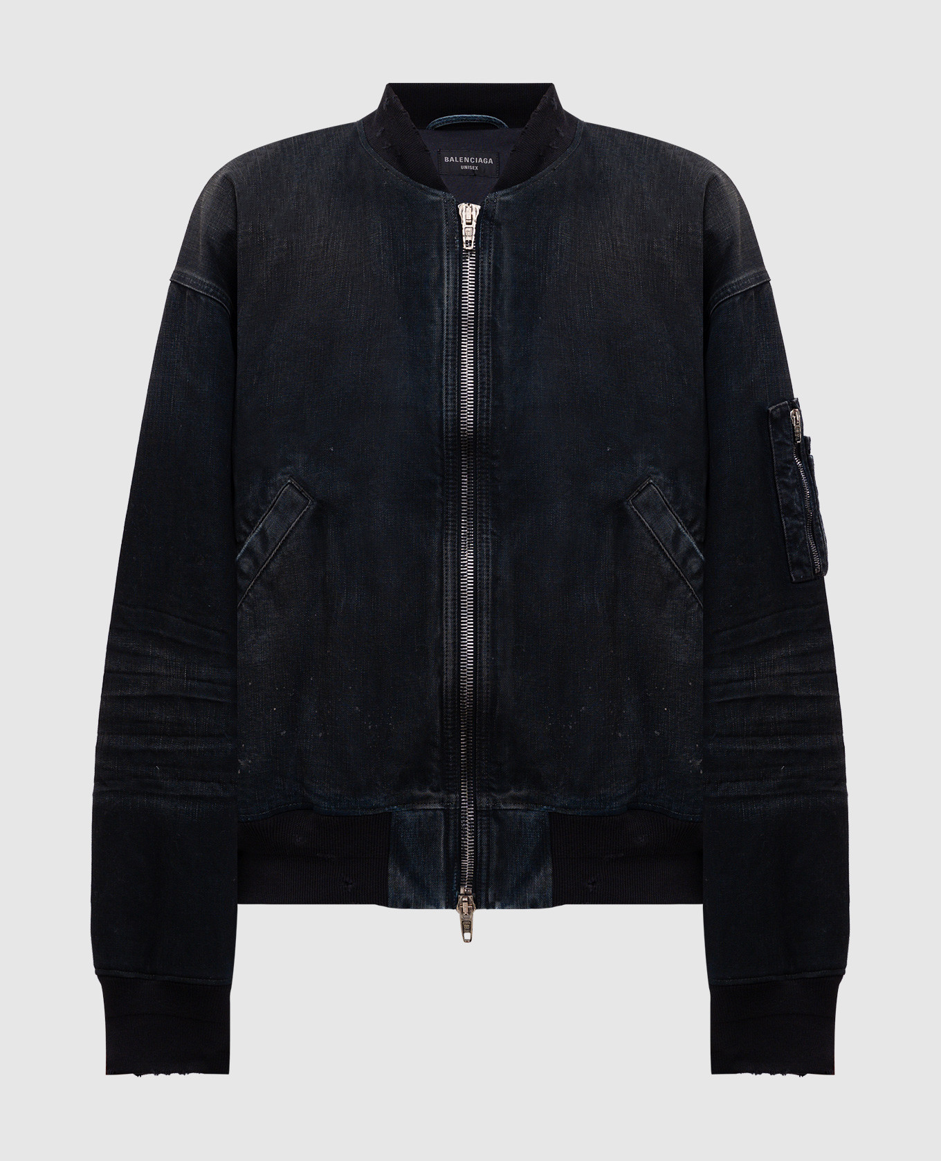 

Black denim bomber jacket with vintage effect Balenciaga, Blue
