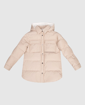 Brunello Cucinelli Children's beige down jacket with monil chain BG501J439C
