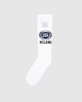 Dolce&Gabbana Children's white socks with a logo pattern LBKAE5JBCDM