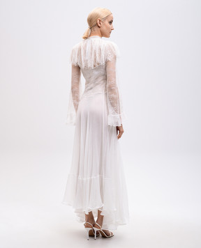 Twinset Giglio white silk dress with lace 251TS2091