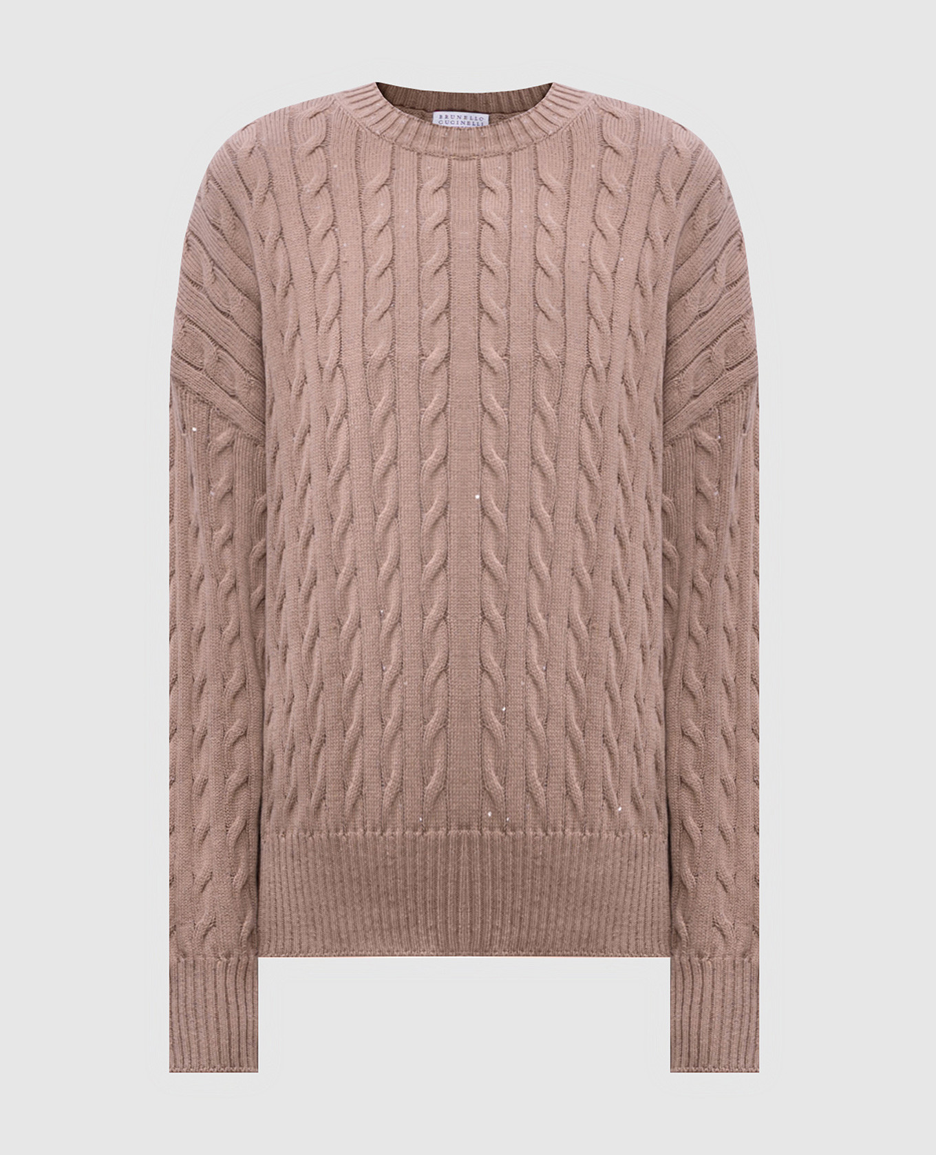

Brown sweater with textured pattern and sequins Brunello Cucinelli