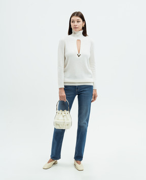 Valentino White turtleneck made of wool with a curved neckline 5B3KC56N8ME