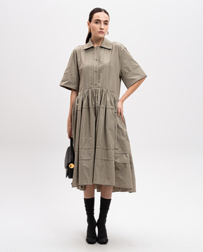 Jil Sander Green shirt dress with ruffles J02CT0493J70005