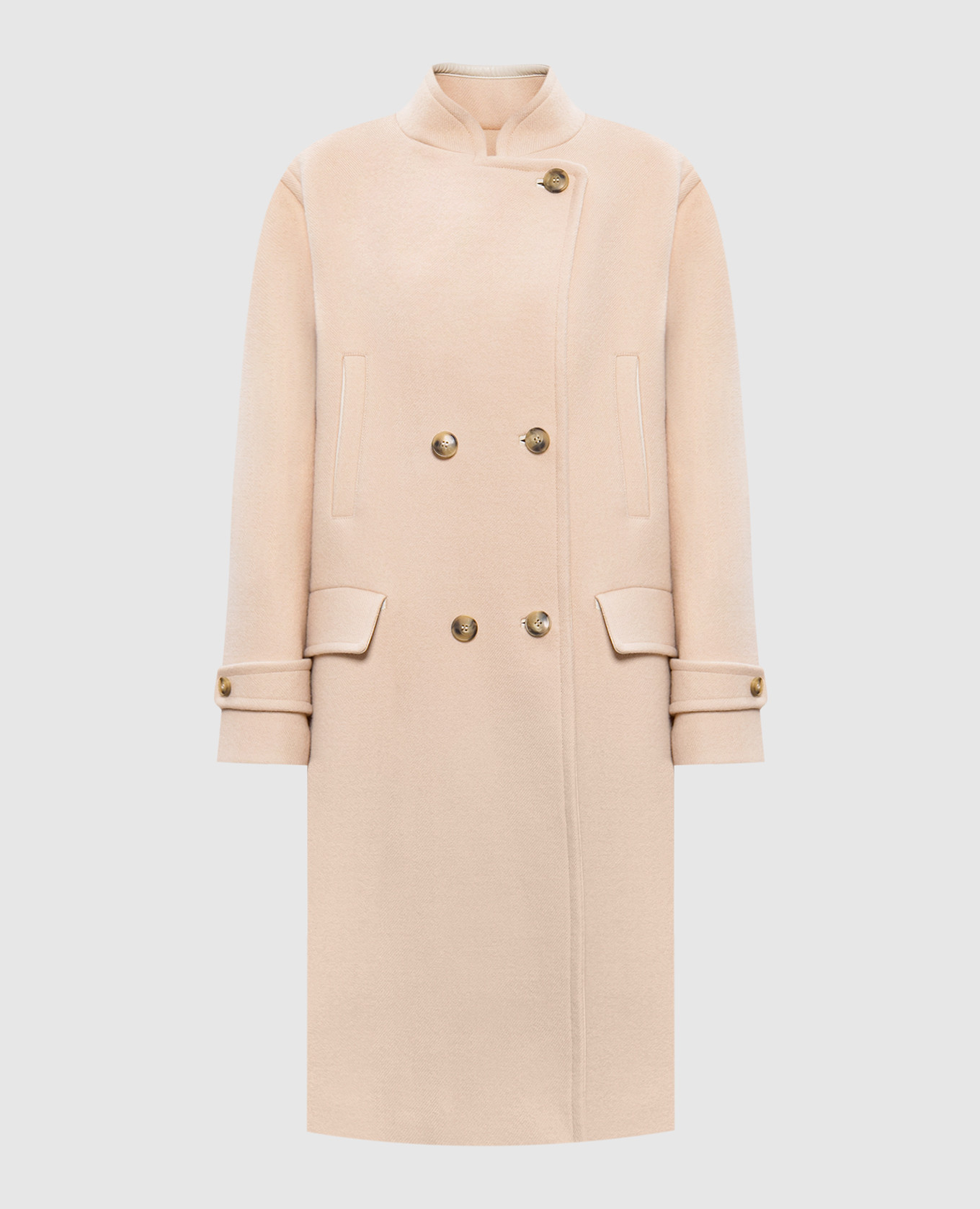 Beige double-breasted coat made of wool yves salomon