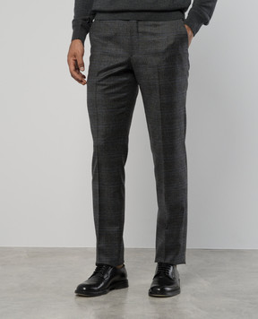 ISAIA Gray checkered wool and cashmere pants 0073158333H