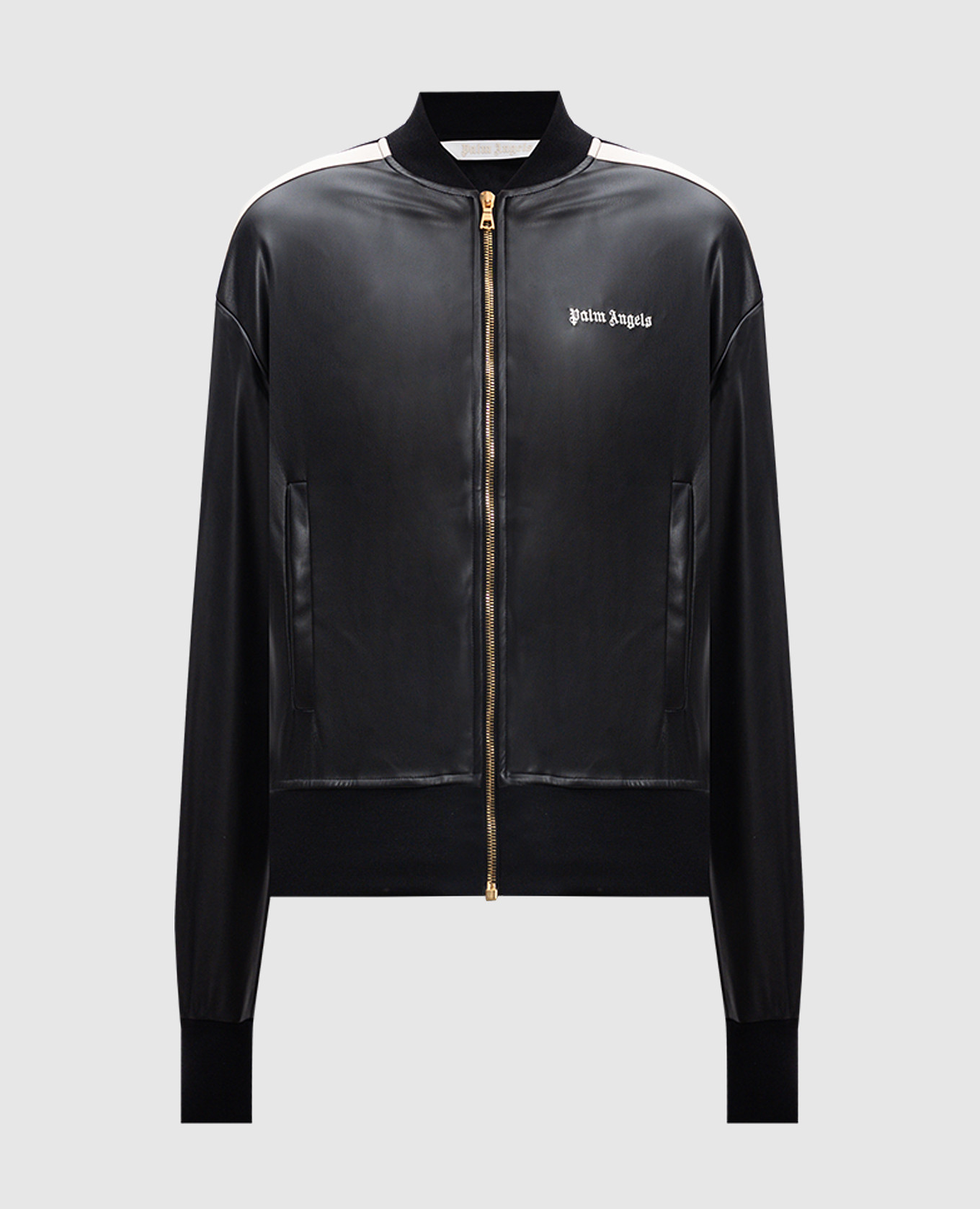 Black bomber jacket with logo embroidery palm angels