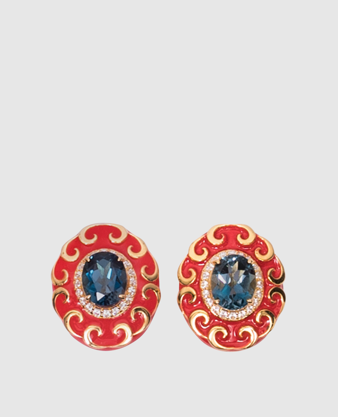 

Silver red earrings with topaz EClaire, Красный