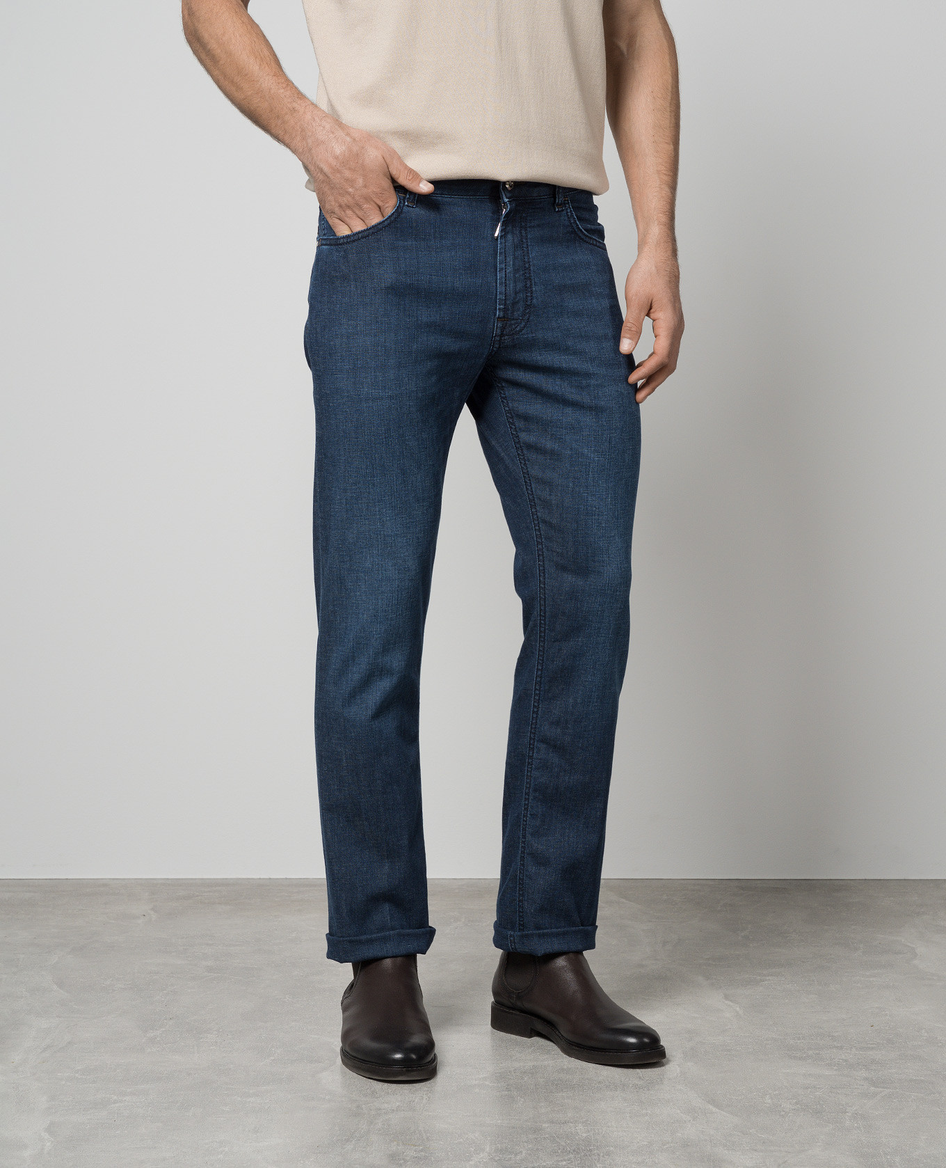 

Blue jeans with monogram logo embroidery Stefano Ricci