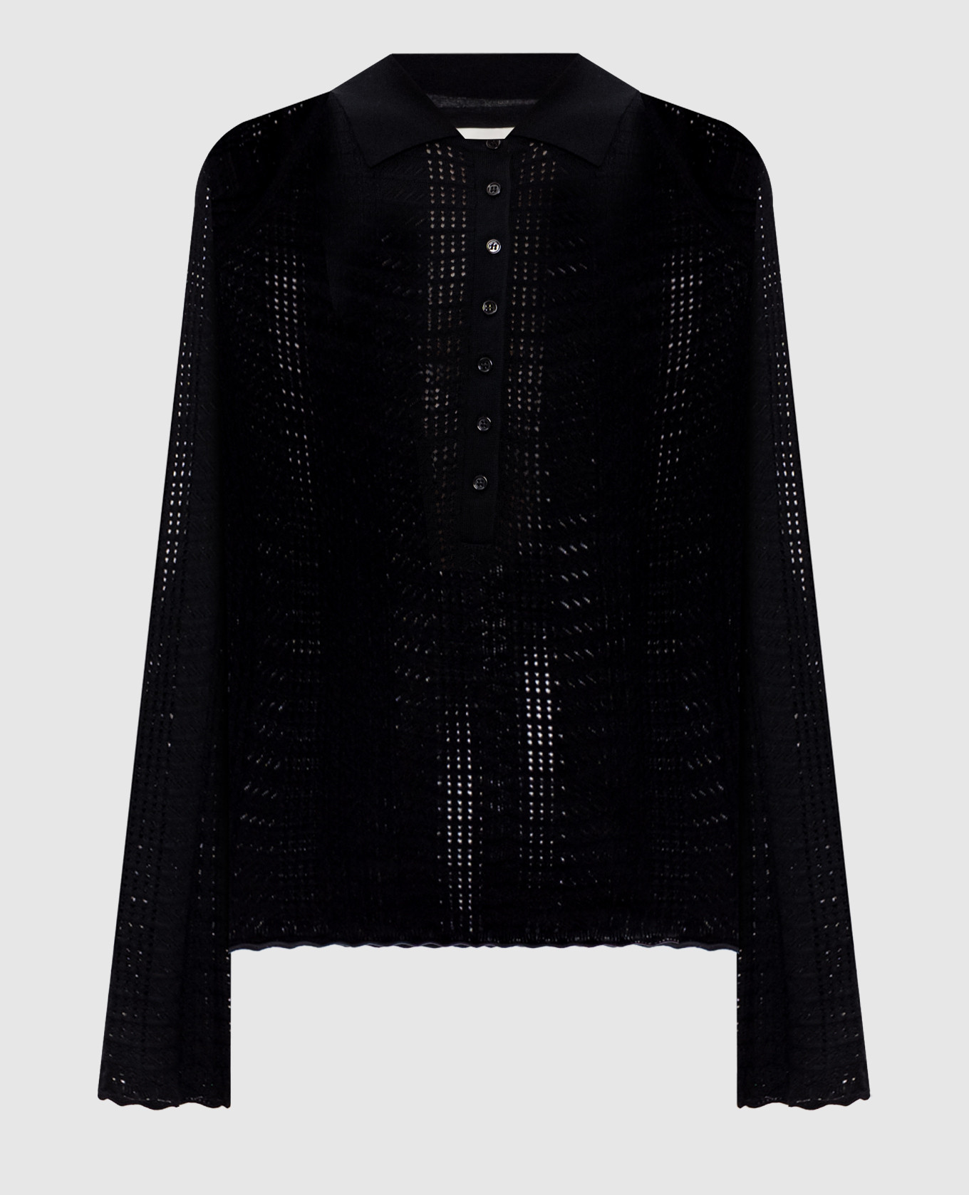 TIHA black openwork top with polo collar Loulou de Saison