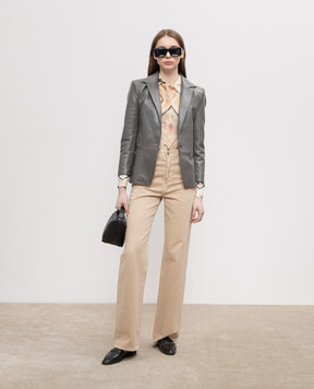 Babe Pay Pls Gray leather jacket CWSS24007