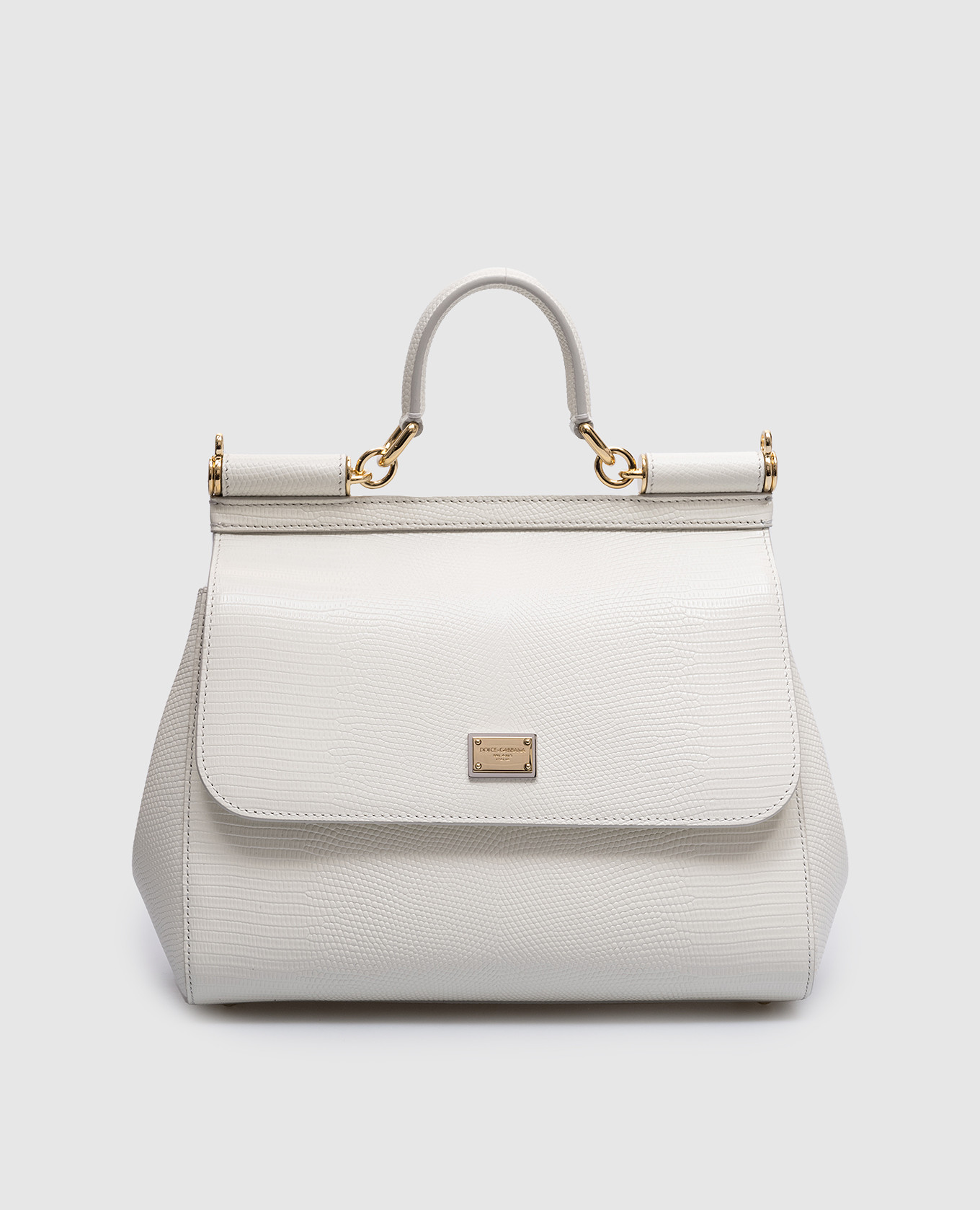 

White Sicily leather bag with reptile skin embossing Dolce&Gabbana
